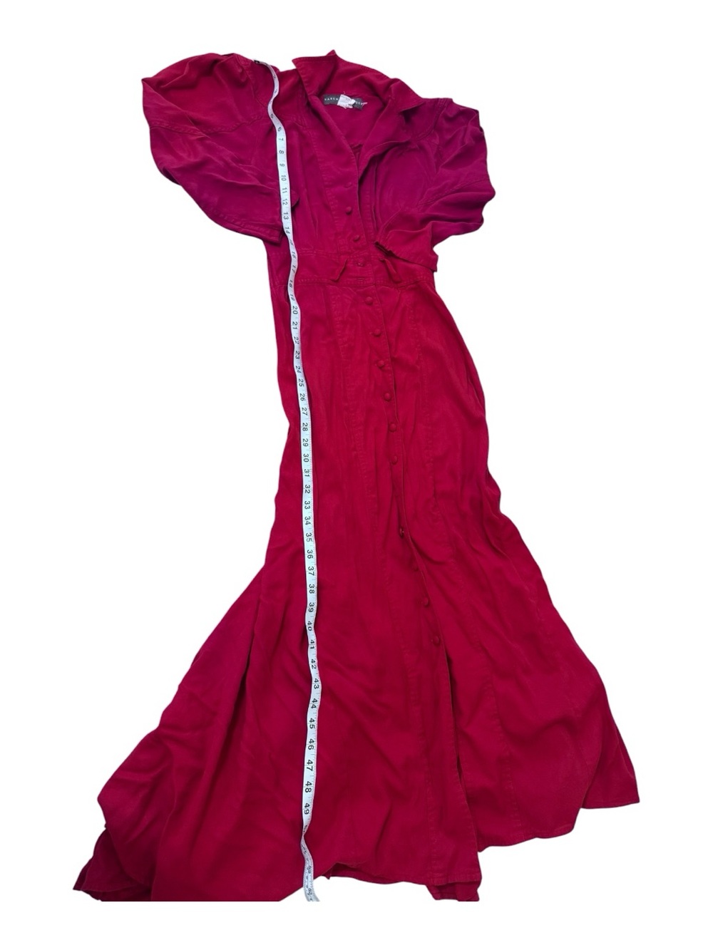 Button-Front Maxi Dress in Raspberry Red - Picture 2 of 7